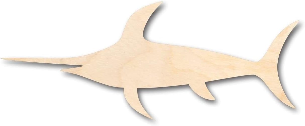 Unfinished Wood Swordfish Shape Marlin Ocean Fishing Craft up to 46" DIY 16" / 3/4"