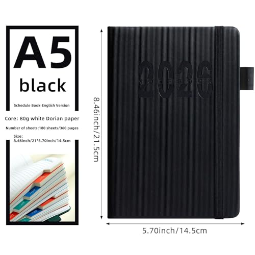 Agenda elegante A5 con cubierta de rayas verticales y cierre seguro 2