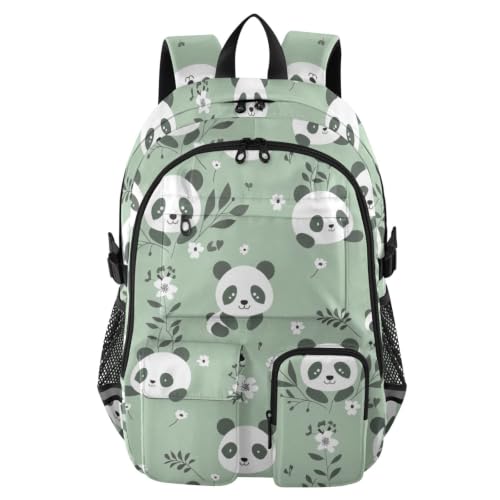 Mochila de viaje grande de panda verde escolar para niños