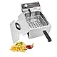 DULNICE 6L Kommerzielle Elektrische Friteuse mit Einzeltank & Deckel Friteuse mit Fett 3000W, Friteuse öl Temperaturkontrolle 60-200°C Schnelles Erhitzen für Heim und Gewerbe