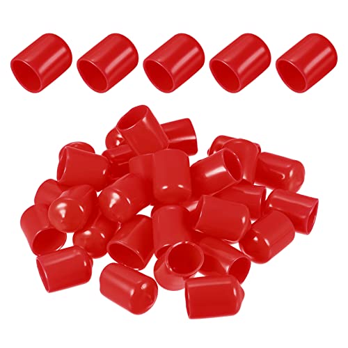 DMiotech 50 Pack 1/2" ID Red Screw Thread Protectors Rubber End Caps Bolt Covers for Screw Bolt Furniture Pipe