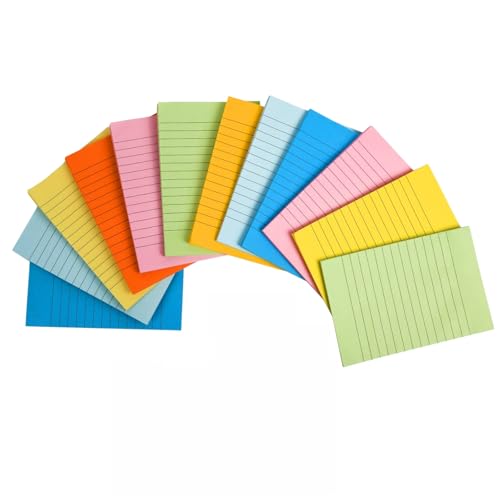 Lined Sticky Notes 4 X 6 Inch 12 Pads Large Colored Self-Stick Note with Lines, Colorful Ruled Memo Notepads 600 Sheets 8 Candy Colors for Office, School and Home, Yellow, Green, Blue, Pink