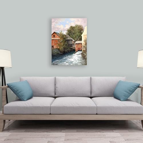 Tableaux expressionnisme paysage Le moulin à eau Karl Flieher affiche salon - 2
