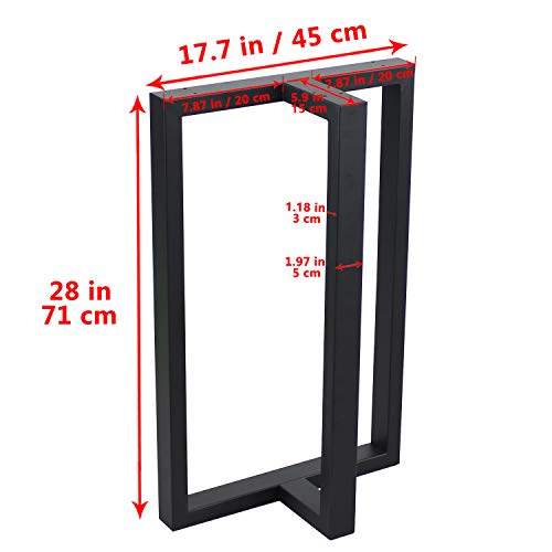 Image of MBQQ Furniture Legs 28 inchHeight 17.7 inchWide Rustic Decory T Shape Table Legs,Heavy Duty Metal Desk Legs,Dining Table Legs,Industrial Modern, DIY Iron Bench Legs