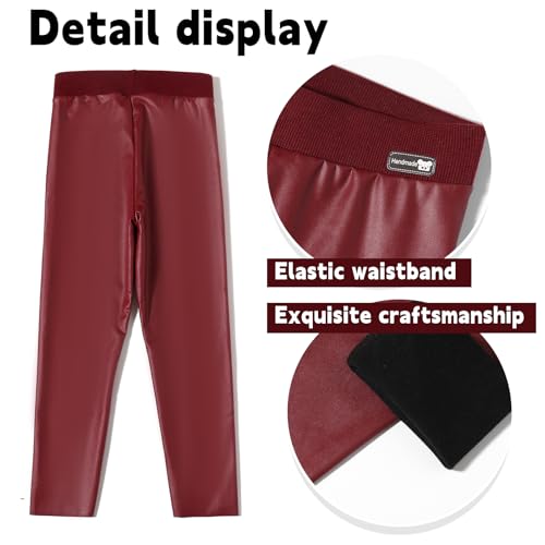 6 Pack Girls Leggings Faux Leather Legging for Girls High Waisted Stretch Pants Kids PU Leather Pants Tight4