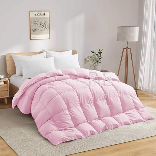 Image of PURE ECO 600 GSM Down Alternative Comforter for Double Bed Size (90 inchX100 inch) - 600 GSM Heavy Winter Comforter /Rajai /Duvet /Blanket Microfiber Super Soft Fluffy for Winter Double Bed - Baby Pink Color