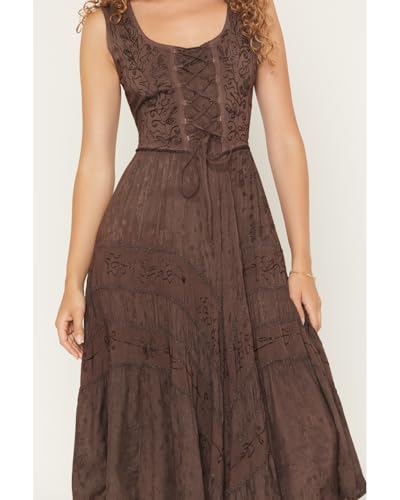 Image of Scully Women's Women's Lace-Up Jacquard Midi Dress - HC118-CHOCOLATE XX- US Brown