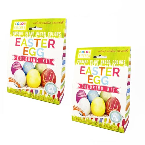 ColorKitchen Easter Egg Coloring Kit (2 Pack) – Natural Plant-based | Colorful Egg Coloring Kit | No Artificial Colors | Non-GMO | Box Makes Egg Drying Tray