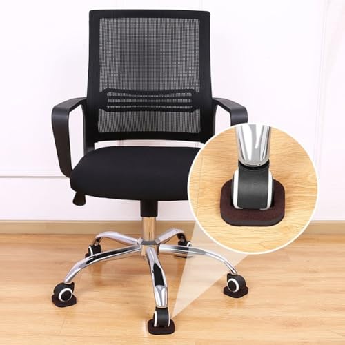 Paquete de 5 protectores de patas de piel, fundas silenciosas para ruedas de sillas para azulejos de madera dura y suelos de madera, fundas de fieltro resistentes a los arañazos con agarre