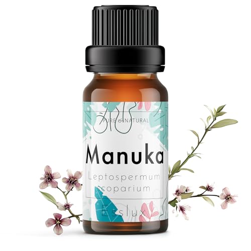 Image of Esslux Manuka Essential Oil for Cleansed Skin - Pure, Therapeutic Grade Manuka Oil - Use in Diffuser or on Skin & Hair - Perfect for Aromatherapy, Oily Skin & Brittle Nails - 10 ML