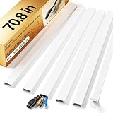 Yecaye 70.8in Large Cord Hider, Wire Covers for 3-4 Cords on Wall, Cord Hider Wall, TV Cord Hider Kit, Paintable TV Cord Hider for Wall Mounted TV, W1.18in H0.67in, White
