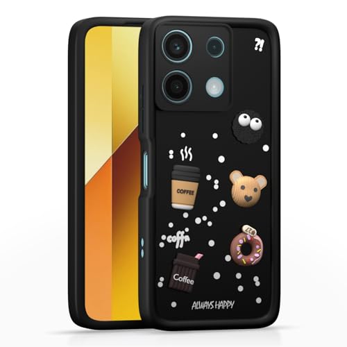 Image of Pikkme Back Cover for Redmi Note 13 5G | Cute Fun Cartoon 3D Bear Silicone Full Body Protection Bumper Cover (Black)