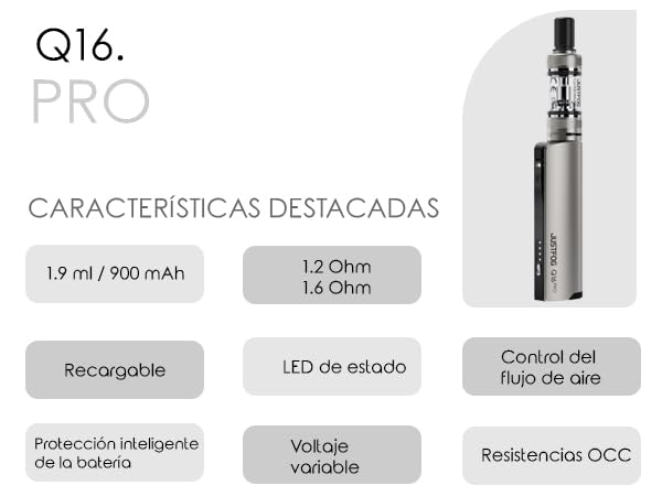 Cigarette électronique JUSTFOG Q16 PRO à 4 niveaux de puissance réglables