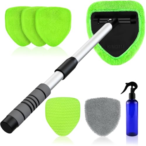 XINDELL 24-inch Windshield Cleaner Tool Upgrade Large Head Car Interior&Exterior Window Cleaning Kit with Extendable Handle & 4 Microfiber Pads Auto Wiper Brush for Car Trucks SUVs RVs & Home