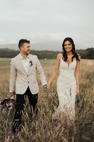 Linen Blazer for Men Separated Summer for Wedding Lightweight Sport Coat Casual Two Button Solid Fashion2