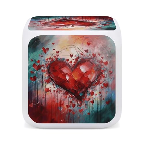 Reloj despertador digital LED de corazón con luz nocturna de 7 colores y fecha 5