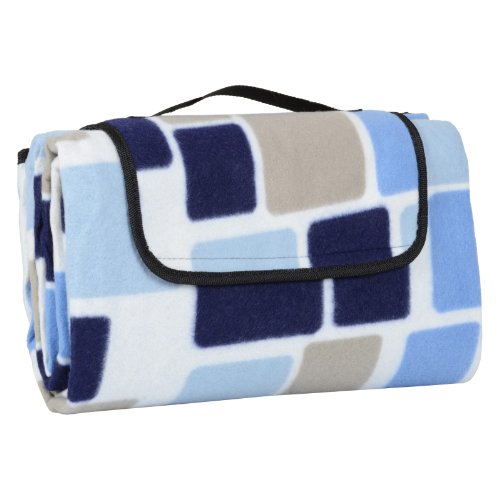 Azuma 130 x 150cm Folding Picnic Blanket Waterproof Backing Mosaic Fleece Rug Mat