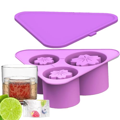 Cubitera Cubitera, Cubitera con tapa, Cubitera Creativa, Máquina de Hielo Fácilmente Extraíble para Enfriar Whisky, Café, Molde Plegable de Silicona para Hielo con 3 Rejillas