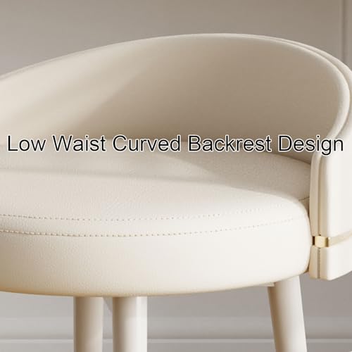 Moderno sgabello da toeletta con gambe in metallo bianco, sedia da trucco imbottita con schienale basso, adatto per camera da letto o soggiorno, elegante design girevole, compatto e confortevole