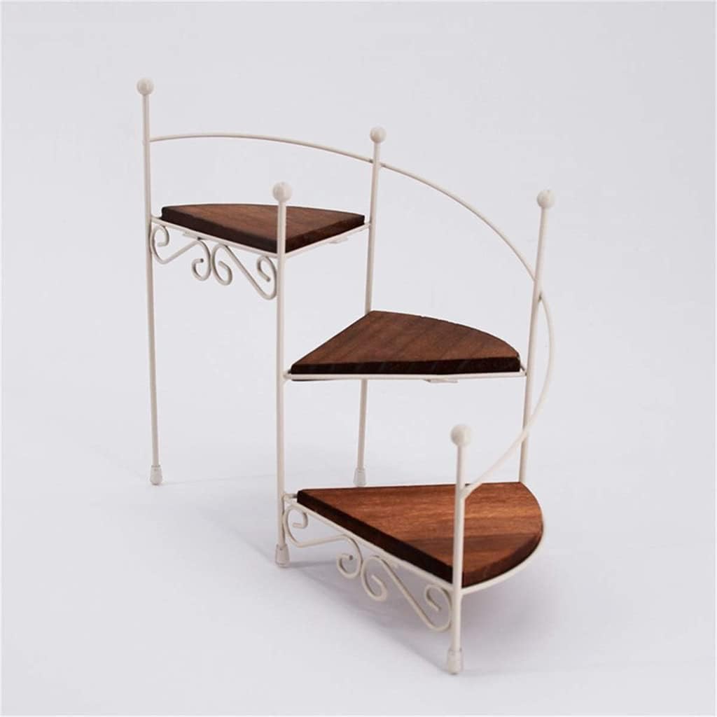 Plant Rack 3 Tiers Iron Decorative Stand Stair Shape Desktop Garden Flower Stand(white-Patch five-pointed star4)