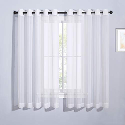 Image of NICETOWN Sheer Curtains for Patio Door - Ring Top Voile Textured Soft Lightweight Curtains and Drapes Elegant for Bedroom /Kitchen /Living Room Home Decor, W70 x L63, White, 2 Panels