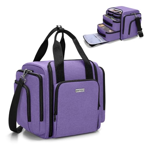 BAFASO Travel Makeup Bag with 4 Inner Removable Pouches, Multifunctional Hair Bag Cosmetic Bag Holds Makup/Hair Supplies (Patent Pending), Purple - Main Image