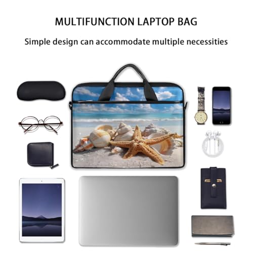 Funda para laptop de playa, arena y conchas marinas, funda delgada para laptop de 15 pulgadas, bolso informático con correa para hombro, maletín profesional para mujeres y hombres, bolso mensajero para trabajo, oficina y viajes miniatura 7