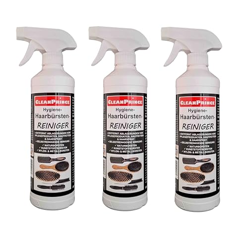 Hygiene-Haarbürsten-Reinigungsmittel flüssig 3 Stück à 500 ml für Naturborsten, Kunststoff- und Metallborsten | löst Fette, Pflegeprodukte etc.