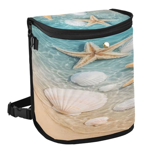 Image of senya Car Trash Can Car Garbage Can Car Waste Basket,Starfish Seashell on Beach Leak-Proof Car Trash Bin, Car Trash Hanging Car Accessories Interior Car Organizer Bag