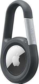 Belkin Apple AirTag Secure Holder with Carabiner - Durable Scratch Resistant Case With Open Face & Raised Edges - Protective AirTag Keychain Accessory For Keys, Pets, Luggage & More - Black