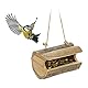 Relaxdays Vogelfutterhaus zum Aufhängen, Holz mit Rinde, Vogelfutterstation Kleinvögel, HxBxT: 12 x 18 x 12,5 cm, natur