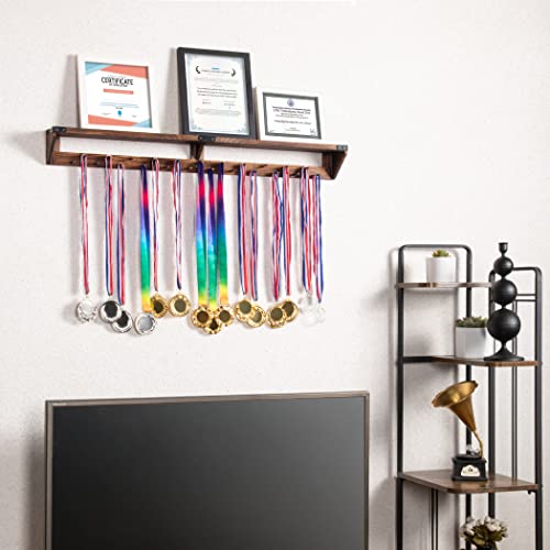 LAVIEVERT Support mural pour médailles de gymnastique avec étagère de rangement, étagère murale en bois pour trophée… - Image 7