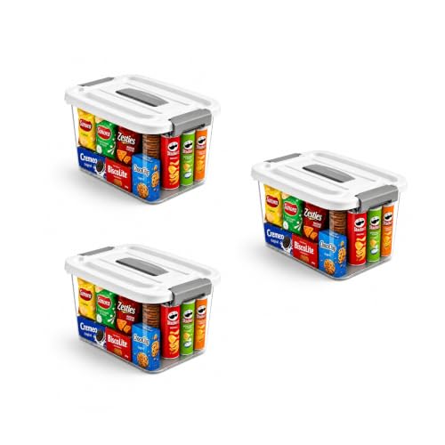 Image of KREPS Plastic Storage Bins With Latching Lids Stackable Containers, Large Storage Box For Bedroom, Basement, Classroom, Camping, Office (TRANSPARENT, SMALL - 9.5 X 7 X 5.5 INCH, PACK OF - 3)