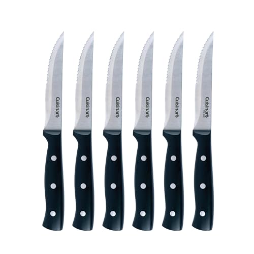 Ensemble de 6 couteaux à steak Cuisinart à triple rivet, en acier inoxydable à haute teneur en carbone (TRC-H6SKC)