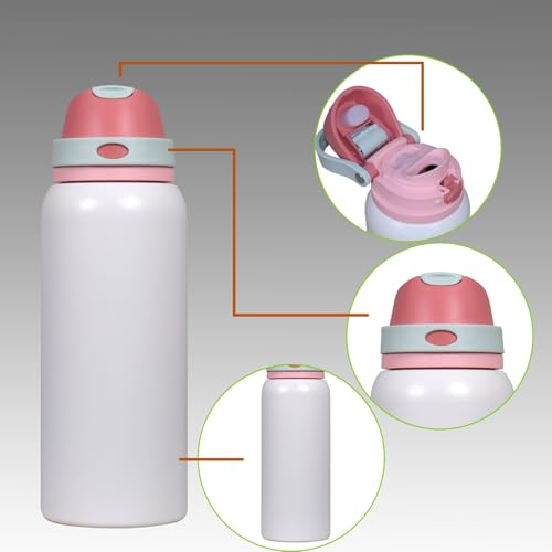 Image of FreeSip Gym Water Bottle with Straw & Chug Lid - Leak Proof Push Button Opening, BPA Free, Large Capacity Sports Bottle with Carry Handle (Off-White 33 OZ, 1000 ml)