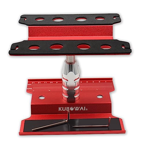 KUBOWAI RC Auto Aluminium Reparatur Workstation， 360 ° Drehung/Heben/Senken Arbeitsständer für 1/8 1/10 1/12 Truck Off Road Modellauto(Rot)
