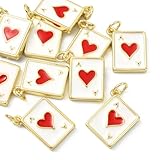 KitBeads 10Pcs Brass Playing Card Charms 18K Gold Plated Ace of Heart Poker Cards Charm for Jewelry Making Necklace Bracelet Earring Craft Bulk