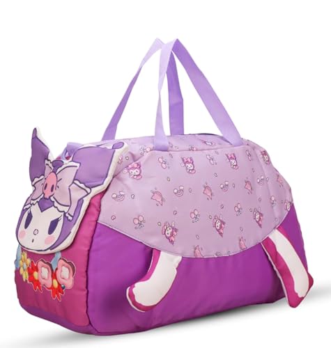 Image of 3D Design Duffle Bag for Kids & Adult| Large Compartment Foldable Luggage with Shoulder Strap | Lightweight Travel & Short Trips Storage Organizer for Women (Purple Doll)