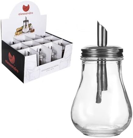TWO TIGERS Pack 12 Azucareros de Cristal 150gr. Dispensador 7x14c...