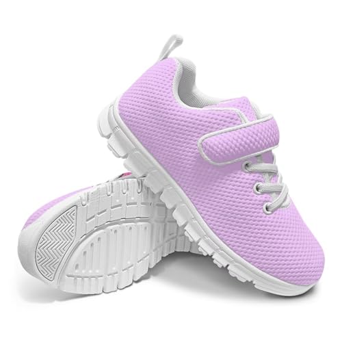 Yzaoxia Kids Tennis Shoes for Girls Lace Up Sneakers Running Shoes with Hook and Loop Barefoot Footwear Size 11-Size 2.52