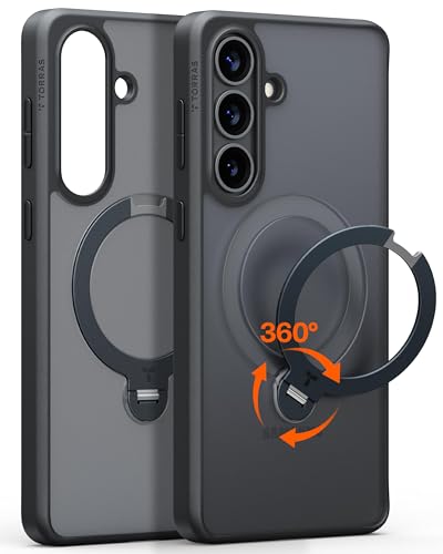 Image of TORRAS Ostand Q3 Spin for Samsung Galaxy S26 Plus Case, 360 Magnetic Stand, Strong Magnet, 4X Military-Grade Shockproof, Built-in Kickstand, Slim Back Cover for Samsung Galaxy S26+ Plus Case, Black