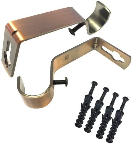 HomeElabador® Lot de 2 supports muraux en métal très résistants pour tringle à rideau en cuivre rouge avec vis pour tringle de 28 mm