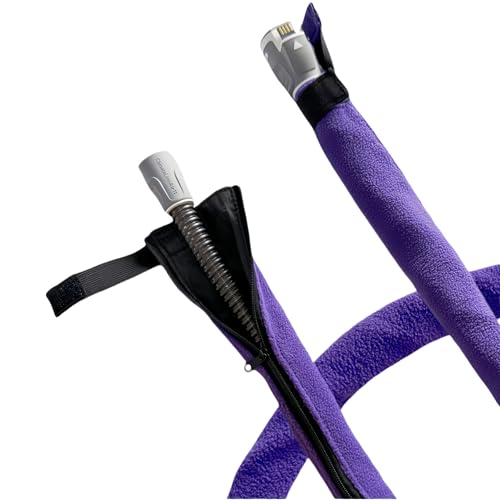 6.4ft CPAP Hose Cover for Resmed Heated Tubing Airsense 11 & 10 ClimatelineAir Tubing Insulated Covers Cat Proof CPAP Tube Fleece Sleeve with Full-Wrap Zipper - Prevent Condensation (Purple)