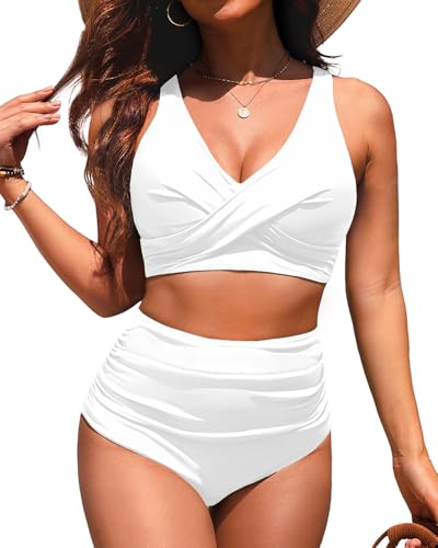 Image of Yonique High Waisted Two Piece Swimsuit-Womens Bikini Set Tummy Control Bathing Suit Modest Full Coverage Bikini 2025