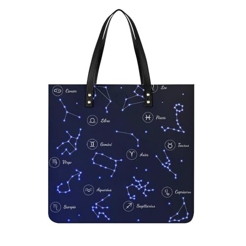 Sac shopping douze constellations pour femmes : grand tote bag bandoulière de voyage 39x39cm
