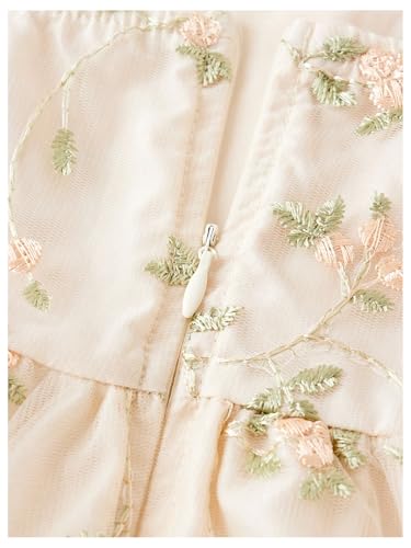 Girls' Floral Embroidery Mesh Midi Dresses Elegant Flowy Summer A Line Cami Dress3