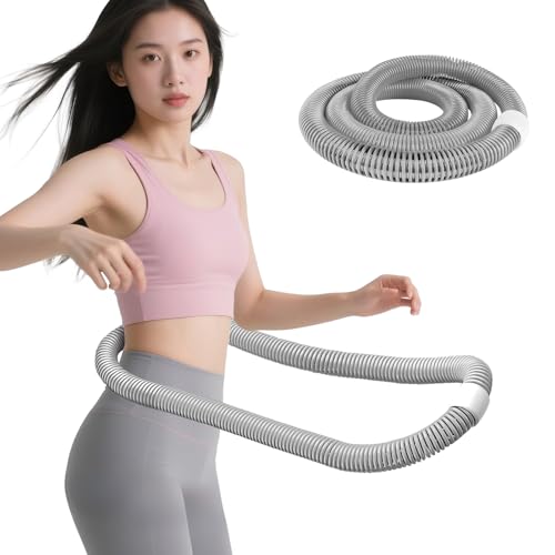 フラフープ ダイエット ウェイト付き ベリー フィットネス PVCソフトスプリングフープ 折りたたみ式 ポータブル フラサークル 脂肪燃焼 筋トレ シェイプアップ （ウエスト・背中・脚・胸）屋内・公園対応 男女兼用 (ミディアムグレー 1.2kg)の商品画像（Amazon）