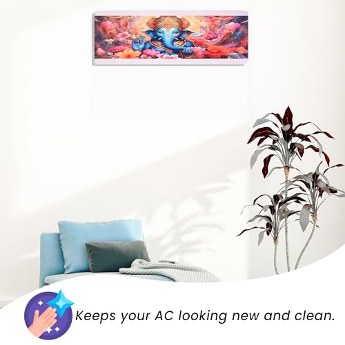 Image of Printed Split Ac Cover Indoor Unit For 1.5 Ton Capacity AC, Inner Unit Ac Cover, All Weather Cover /Attractive Digital Prints /Dustproof /Silken water-resistant Split Ac Cover (Multi Blue)