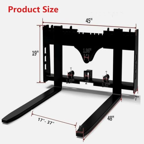 Garvee 4000lbs Skid Steer Pallet Fork, 48" Frame Pallet Forks for Skid Steer Loaders Tractors