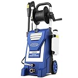 Pressure Washer mrliance Electric Power Washer 1800W High Pressure Washer Professional Car Washer with Hose Reel, 5 Nozzles, Soap Bottle for Cleaning Cars Houses Driveways Fences Patios Garden (Blue)